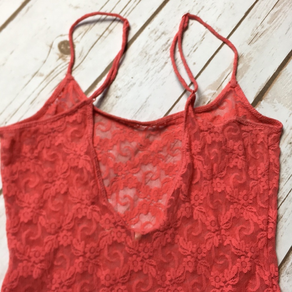 Free People Orange Lace Tank Top Womens Size S Top